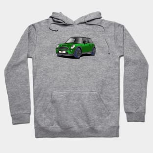 Mini Cooper in Green Hoodie